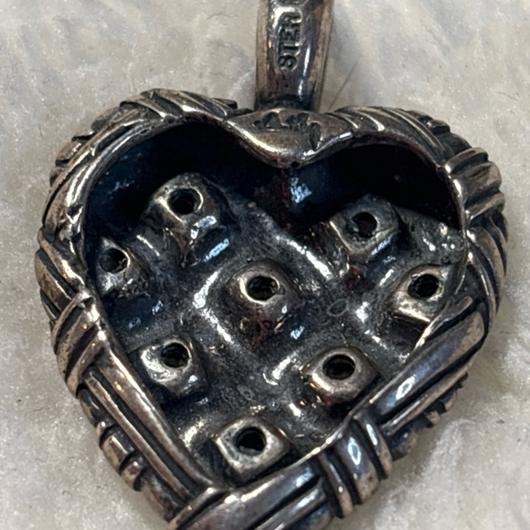 Ann King .925 Sterling Silver & 18K Yellow Gold Basket Weave Heart Pendant